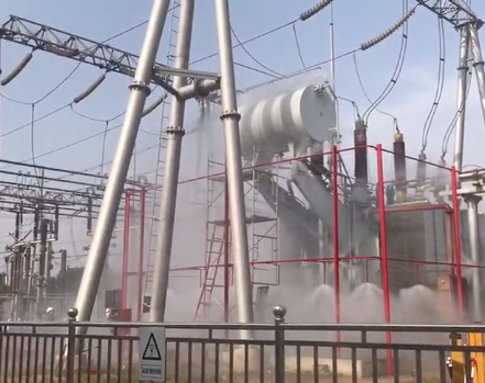 安阳变电站高压细水雾灭火系统的试验视频